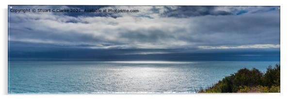 Durlston seascape Acrylic by Stuart C Clarke