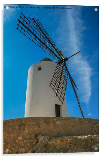 Windmill Acrylic by Stuart C Clarke