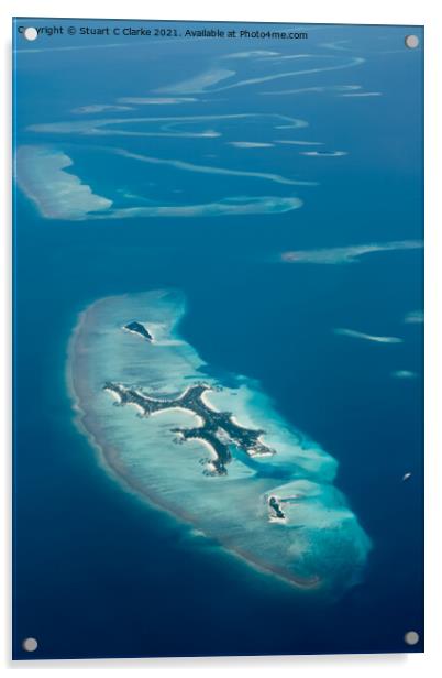 Maldives Islands.  Acrylic by Stuart C Clarke