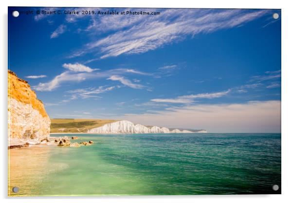 Seven Sisters Country Park Acrylic by Stuart C Clarke