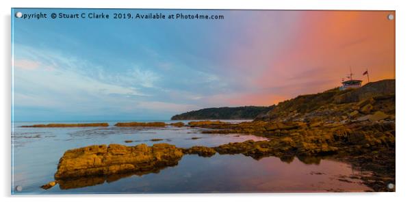 Peveril Point sunset Acrylic by Stuart C Clarke