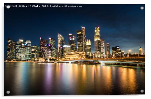 Downtown Singapore Acrylic by Stuart C Clarke
