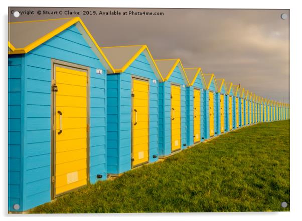 Bognor Beach Huts Acrylic by Stuart C Clarke