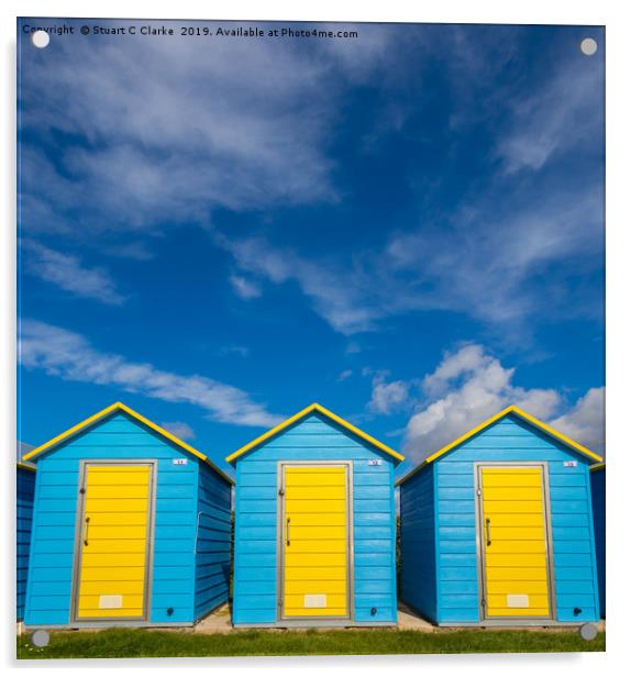 Beach huts Acrylic by Stuart C Clarke