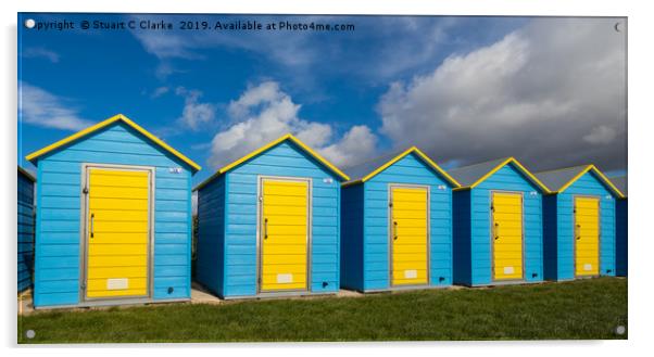 Beach Huts Acrylic by Stuart C Clarke