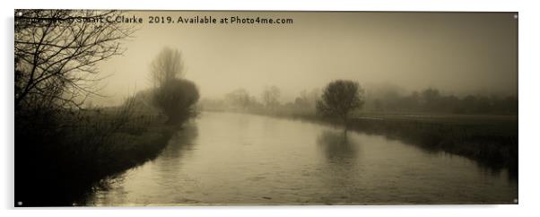 Misty River Itchen Acrylic by Stuart C Clarke