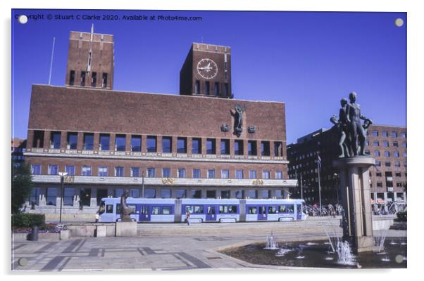 Oslo City Hall Acrylic by Stuart C Clarke