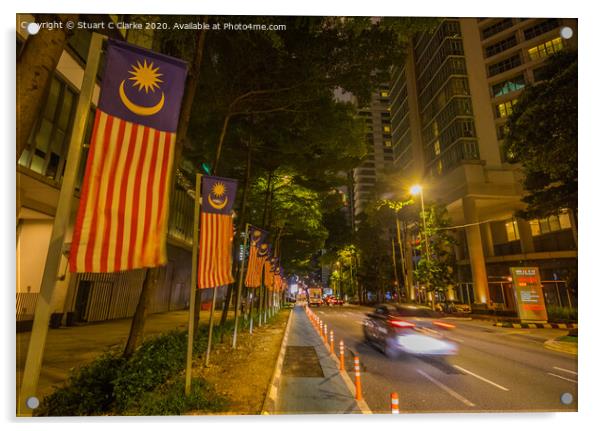 KLCC at night Acrylic by Stuart C Clarke