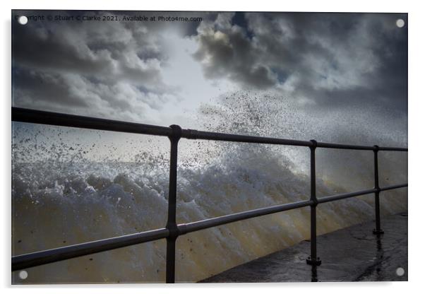 Storm wave Acrylic by Stuart C Clarke