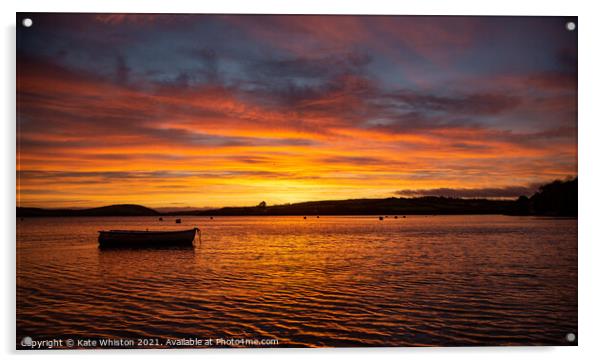 Fiery sunrise over the Camel Estuary Acrylic by Kate Whiston