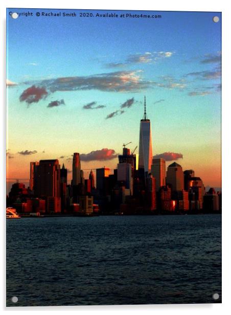 New York sunset Acrylic by Rachael Smith