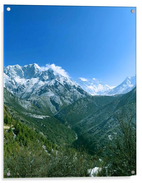 The Himalayas and the Khumbu Valley. Acrylic by Ross Malin