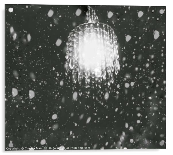 HDR Abstract Digital Snow Fall Chandelier Light  Acrylic by Cherise Man