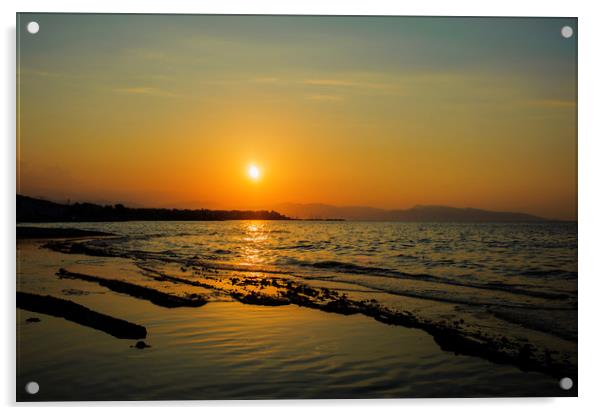 Greek Island Sunset Acrylic by Cassi Moghan
