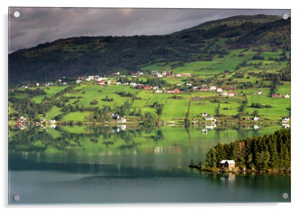 View over lake Hafslovatnet Acrylic by John Stuij