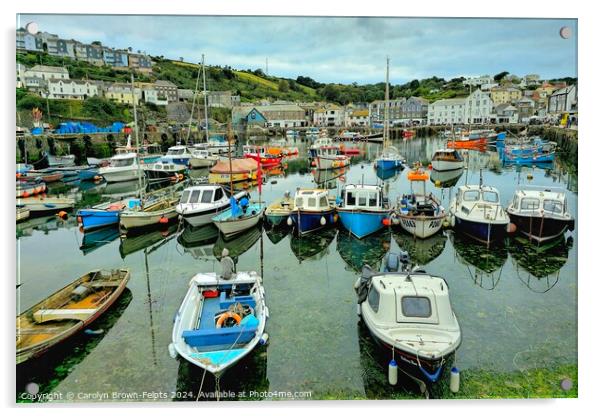 Mevagissey harbour Acrylic by Carolyn Brown-Felpts