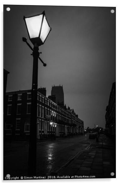 A Rainy Night in Rodney Street Acrylic by Simon Martinez