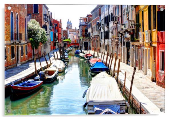 Venice back water, Italy Acrylic by Robin Clarke