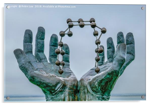 Hands and Molecules Sculpture Ramsgate Acrylic by Robin Lee