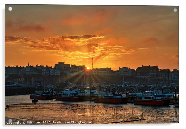 Sunset Ramsgate Harbour Acrylic by Robin Lee