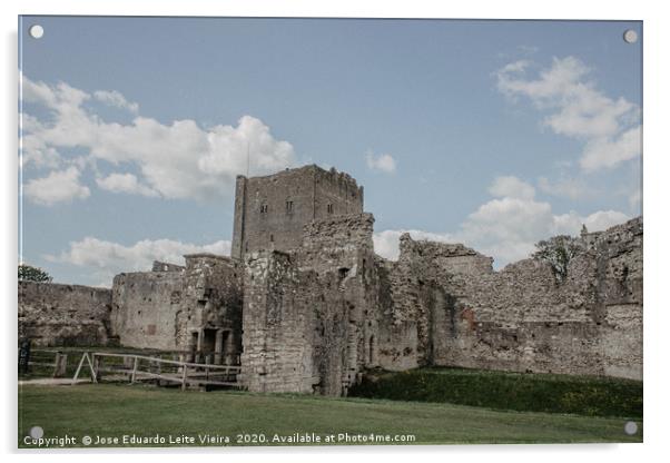 Portchester Castle Acrylic by Eduardo Vieira