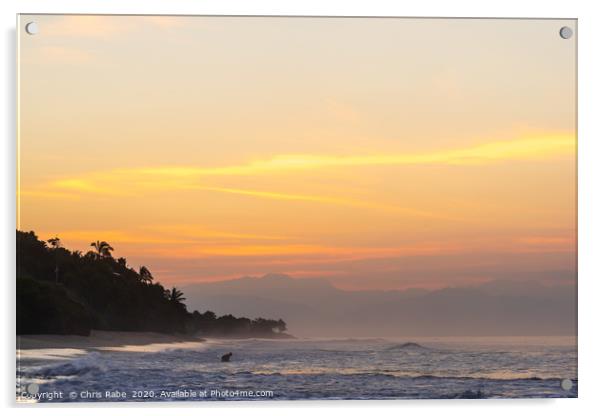 Surfer at sunrise Acrylic by Chris Rabe
