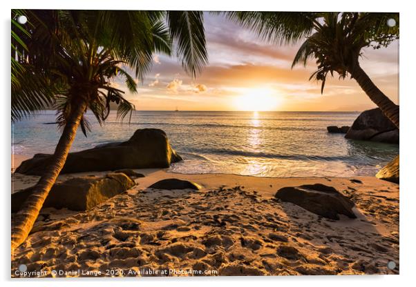 Sunset in paradise, Seychelles Acrylic by Daniel Lange