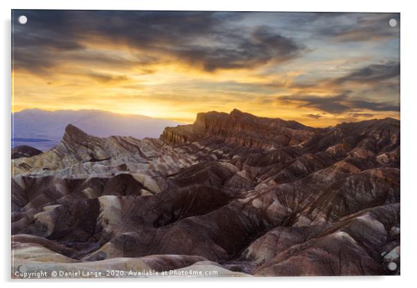 Zabriskie Point in the Death Valley at sunset Acrylic by Daniel Lange