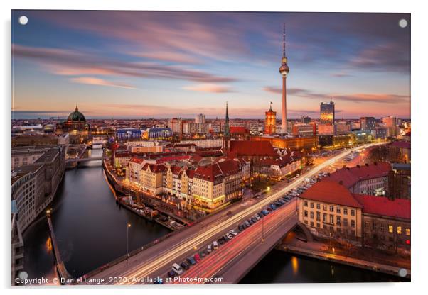 Sunset over Berlin Mitte  Acrylic by Daniel Lange