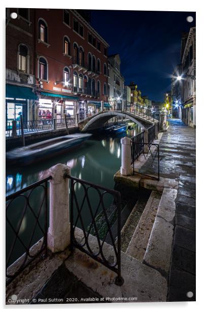 Venice by Night Acrylic by Paul Sutton