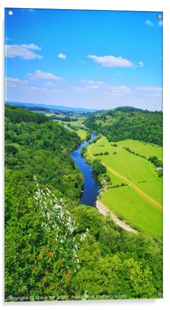 Blue River, Blue skies, green fields Acrylic by Steve WP