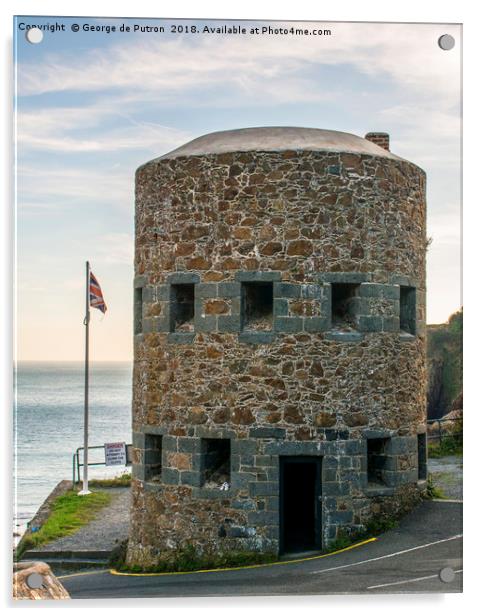 Martello Tower No 13, Petit Bot, Guernsey. Acrylic by George de Putron