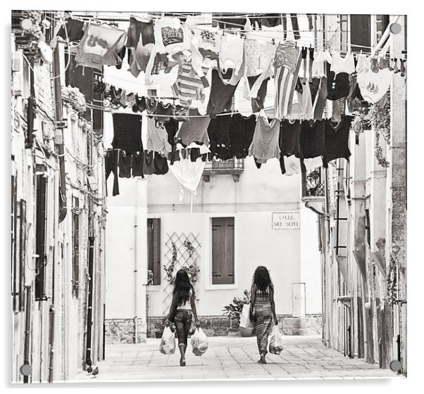 Lively Venice with laundry hanging Acrylic by Luisa Vallon Fumi