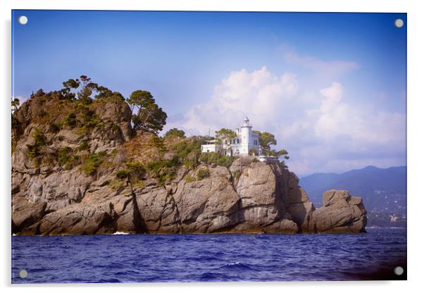 Italy - Lighthouse of Portofino from the sea Acrylic by Luisa Vallon Fumi