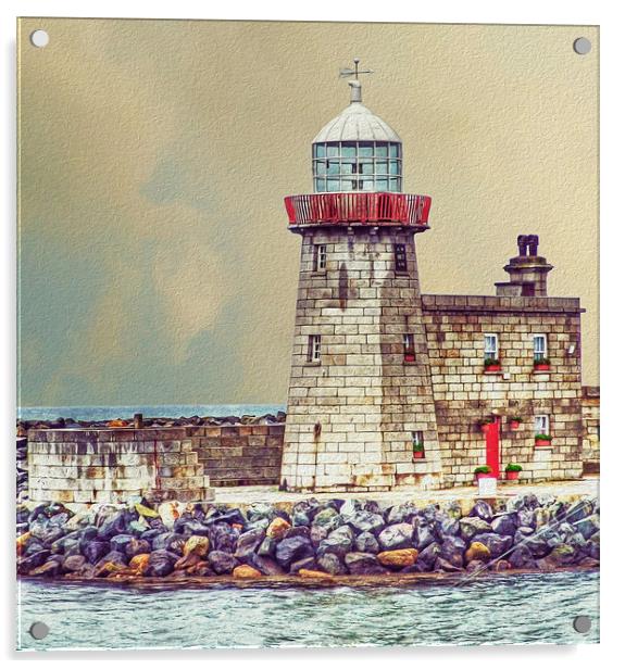 Dublin, Howth Harbour lighthouse, digital art Acrylic by Luisa Vallon Fumi