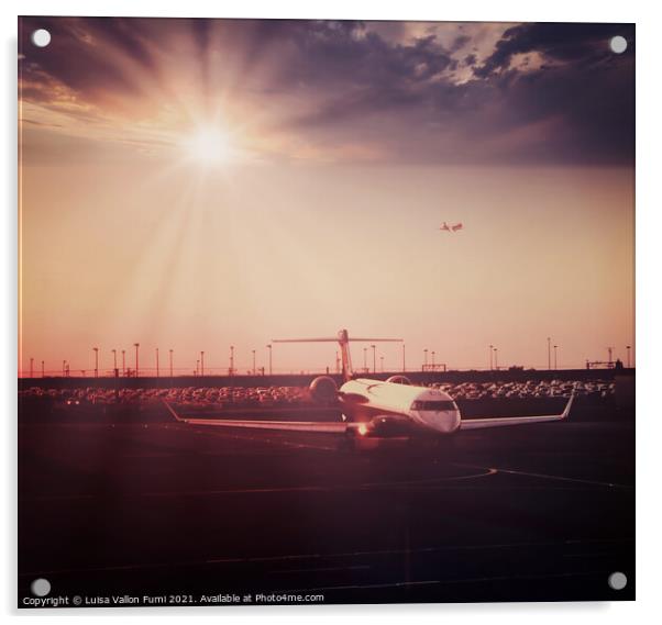 Airport sunset Acrylic by Luisa Vallon Fumi