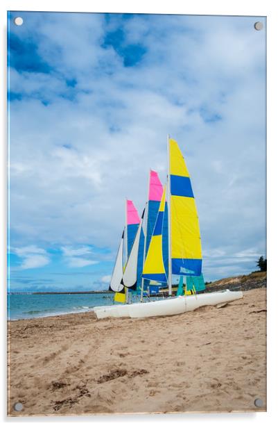 sailing boats on the beach Acrylic by youri Mahieu