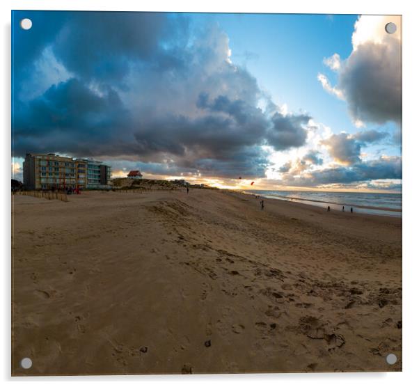 Empty beach in autumn at sunset Acrylic by youri Mahieu