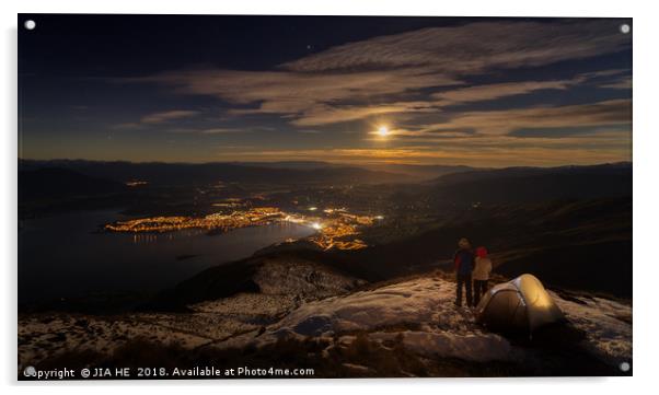 Wanaka moonrise Acrylic by JIA HE