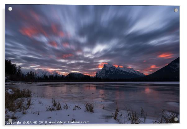 Banff National Park landscape - Vermilion Lakes Acrylic by JIA HE