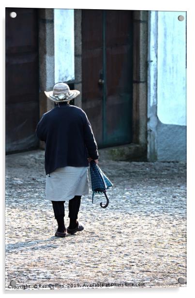 Walking Home from the Church, Vila Cova de Alva Acrylic by Roz Collins