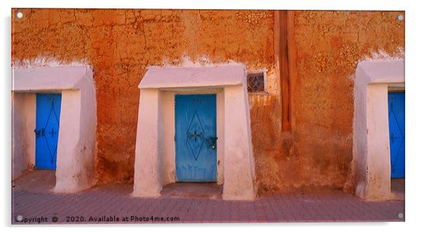 Doors in Tiznit, Southern Morocco Acrylic by Roz Collins