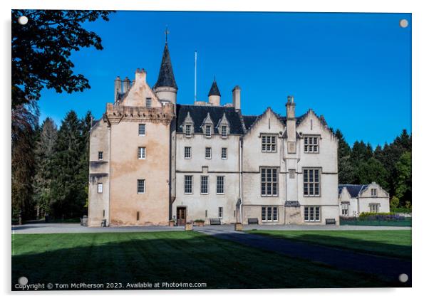 Majestic Brodie Castle: A Scottish Heritage Acrylic by Tom McPherson