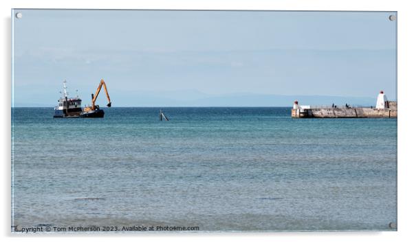 Selkie Dredging in Burghead Acrylic by Tom McPherson