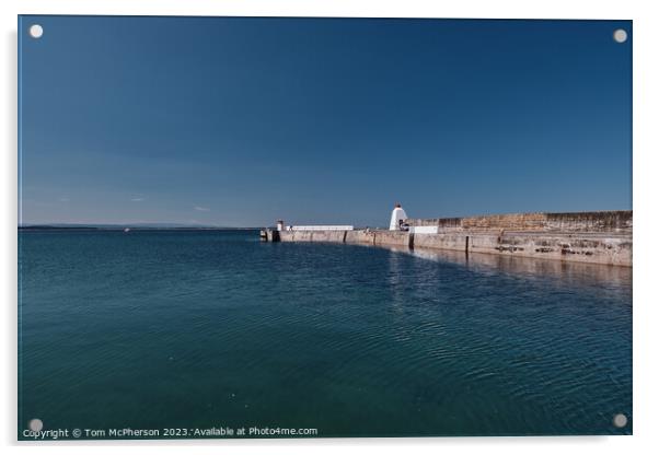 Burghead Harbour Entrance and North Pier Acrylic by Tom McPherson