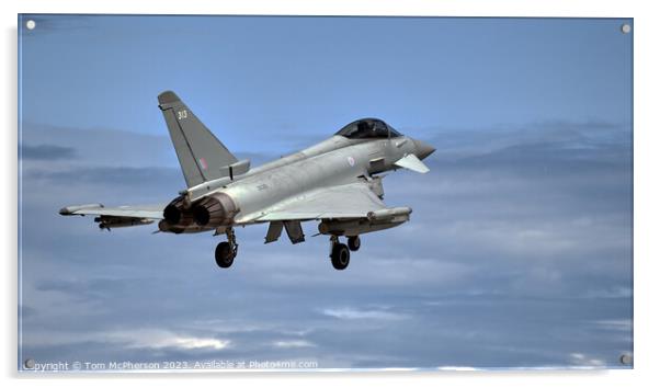 Precision in Flight: Typhoon FGR.Mk 4 Over Lossiem Acrylic by Tom McPherson