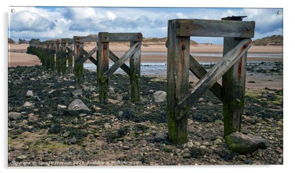 Decaying Relic: Lossiemouth's Old Wooden Bridge Acrylic by Tom McPherson