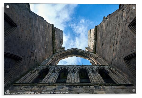 Looking Skyward at Elgin Cathedral Acrylic by Tom McPherson