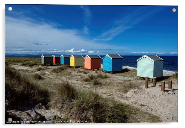 Vibrant Findhorn Beach Huts Acrylic by Tom McPherson