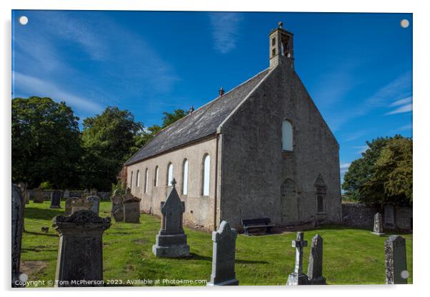 'Historical Alves Parish Church: A Tranquil Retrea Acrylic by Tom McPherson